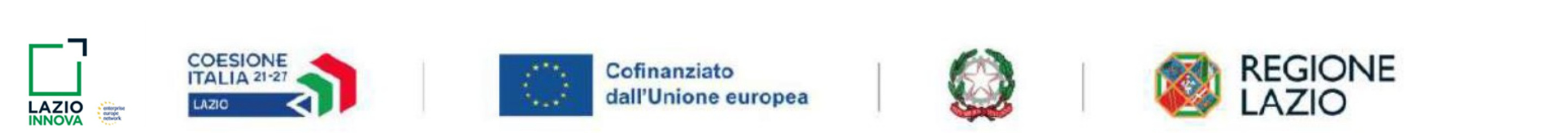 Loghi istituzionali del PR FESR Lazio 2021-2027, Unione Europea, Repubblica Italiana e Regione Lazio